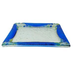 1970s Astonishing Blue Tray By Albatros in Murano Glass. Made in Italy